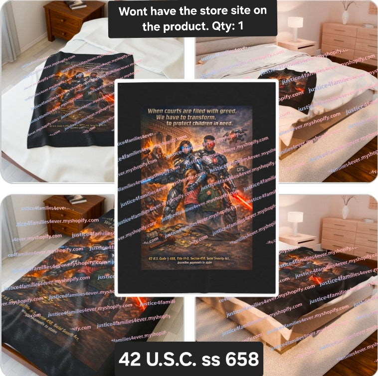 Armored Heroes Protecting Children Velveteen Plush Blanket | Sci‑Fi Action Poster