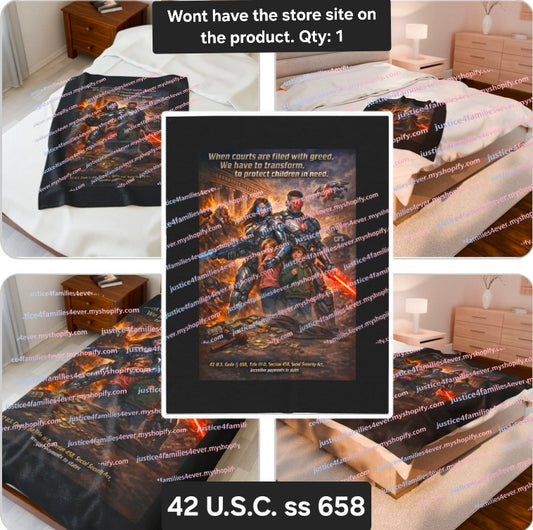 Armored Heroes Protecting Children Velveteen Plush Blanket | Sci‑Fi Action Poster