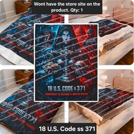18 U.S. Code ss 371_ Design Velveteen Plush Blanket | Scales, Hooded Figure, Capitol